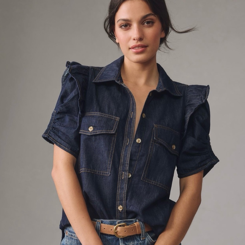 Stylish Women's Denim Button-Up Top